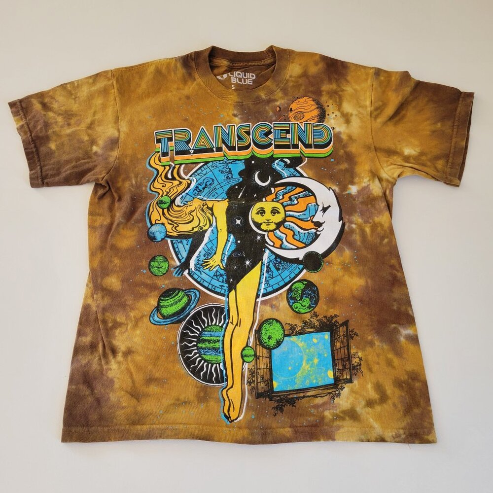 Liquid Blue Transcend Tie Dye Horoscope Hippie Fantasy T Shirt Size Small Unisex